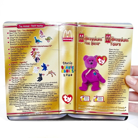 Vintage Y2K 2000s Millennium The Bear TY Beanie Baby Small Purple World Plush - Picture 8 of 11